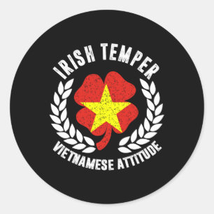 Adesivo Redondo Temperamento Irlandês Atitude Vietnamita Bandeira