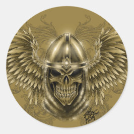 Adesivo Redondo Templar Cavaleiro Gótico do Cavalo com Asas