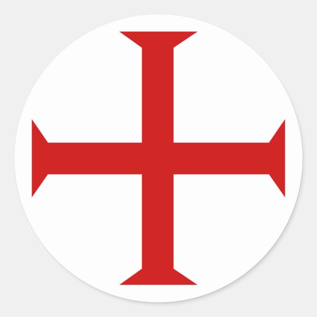 Adesivo Redondo templar tricota vermelho malta teutonic hospitall (Frente)