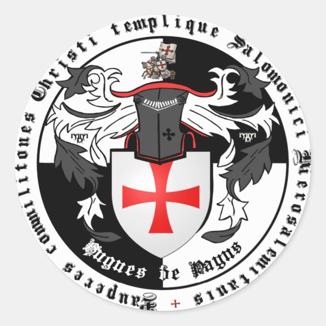 Adesivo Redondo Templário mestre de grande Hugues de Payns (Frente)