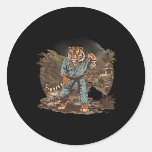 Adesivo Redondo Templo Pagode do Tigre de Kickboxing Artes Marciai