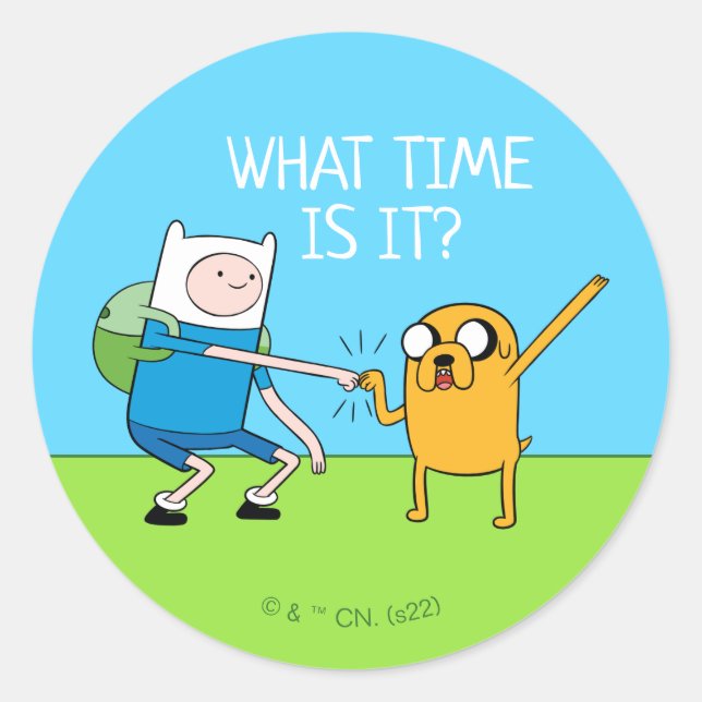 Adesivo Redondo Tempo de Aventura | Finn & Jake Fist Bump (Frente)