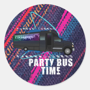 Adesivo Redondo Tempo de Ônibus de Festa Neon Vida Noturna Faixa d