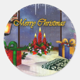 Adesivo Redondo Tempo do Yule Reflexões de arte de Natal PROFESSOR