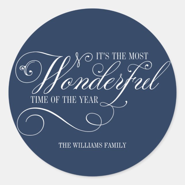 Adesivo Redondo Tempo Mais Maravilhoso Do Feriado Do Ano (Frente)