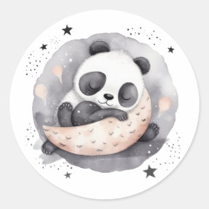 Adesivo Redondo Tempo Nap Aquarela Bebê Bebê Urso