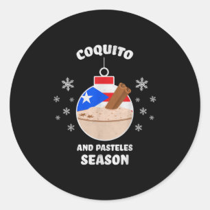 Adesivo Redondo Temporada de Natal de Porto Rico Coquito e Pastele