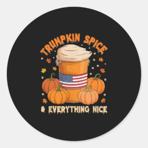Adesivo Redondo Temporada Trumpkin Especiarias Ação de Graças Café