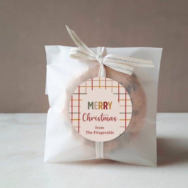 Adesivo Redondo Tendência de Natal Moderno e Personalizado (Criador carregado)