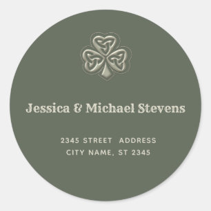 Adesivo Redondo Tendência elegante, shamrock irlandês sortudo