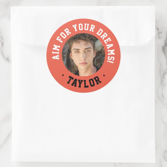 Adesivo Redondo Tendência Foto Inspiracional Red And White Sport (Bolsa)