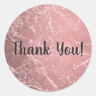 Adesivo Redondo Tendência Moderna Cor-de-Rosa Dourada Glam Marble 