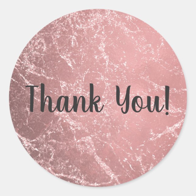 Adesivo Redondo Tendência Moderna Cor-de-Rosa Dourada Glam Marble  (Frente)