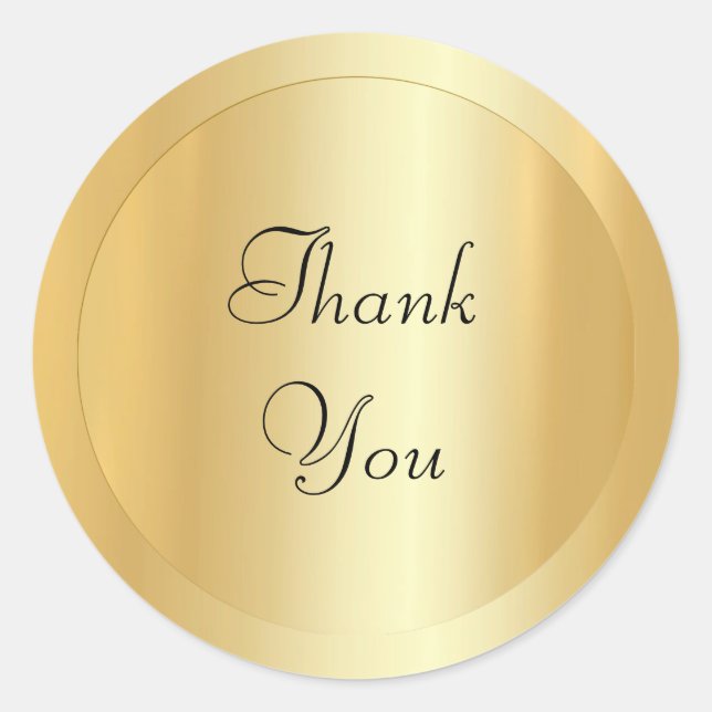 Adesivo Redondo Tendência Moderna Dourada e Elegante de Script Esc (Frente)