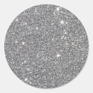 Adesivo Redondo Tendência Personalizada de Glitter de Prata