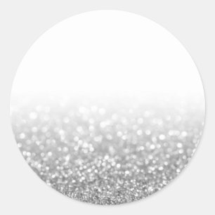 Adesivo Redondo Tendência Personalizada de Glitter de Prata