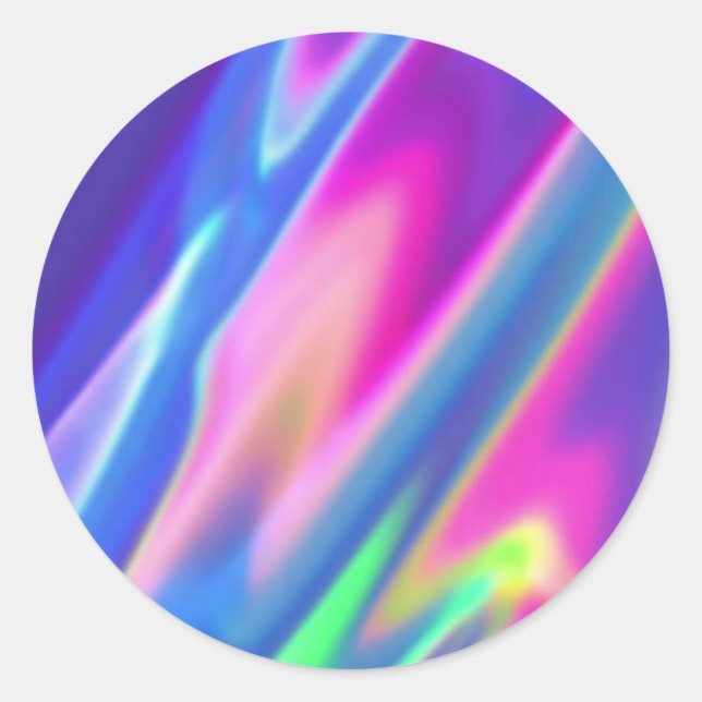 Adesivo Redondo Tendência Personalizada Púrpura Rosa Holográfica F (Frente)