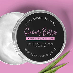 Adesivo Redondo Tendy Black & Pink Body Butter Skincare Jar Lid