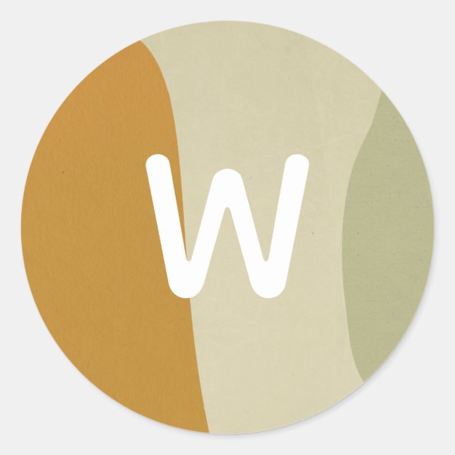 Adesivo Redondo Tendy Modern Abstrato Monograma Simples (Frente)