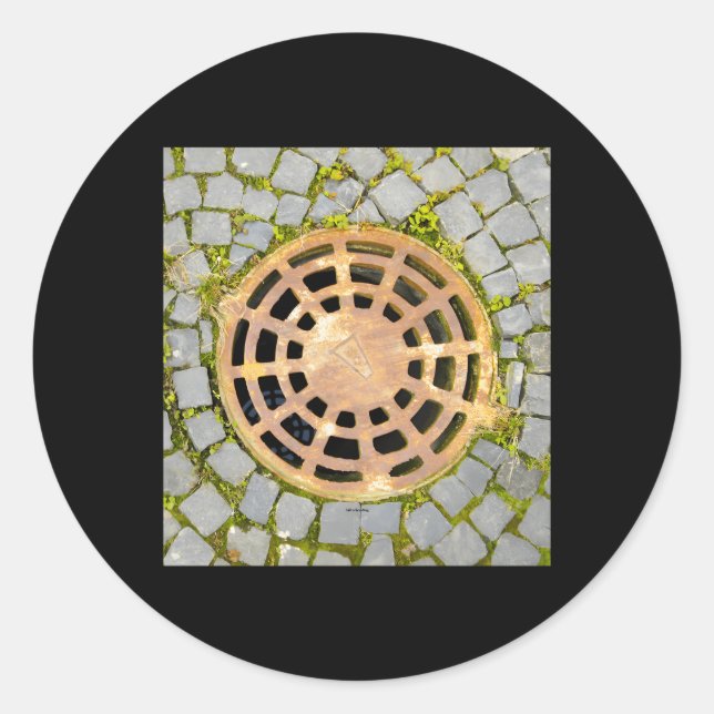 Adesivo Redondo Tenha Cuidado Com O Buraco N.O 4 (Frente)