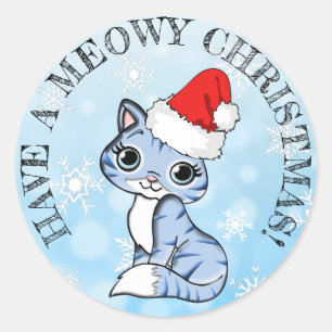 Adesivo Redondo Tenha feriados de um Natal de Meowy