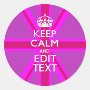 Adesivo Redondo Tenha seu manter o texto calmo em Union Jack