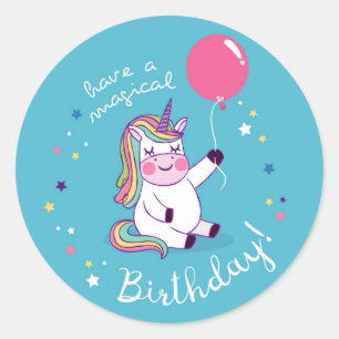 Adesivo Redondo Tenha um Aniversário Mágico