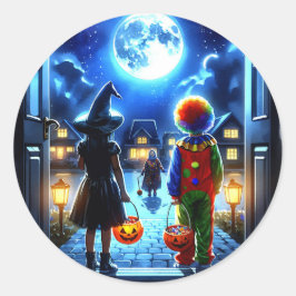 Adesivo Redondo Tenha um Dia das Bruxas Spooky