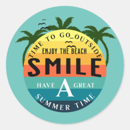 Adesivo Redondo Tenha um excelente de Verão