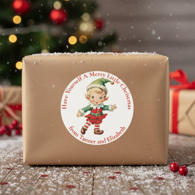 Adesivo Redondo Tenha Um Feliz Natal Para O Elf (Have Yourself A Merry Christmas Elf Custom Classic Round Sticker)