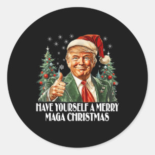 Adesivo Redondo Tenha Um Feliz Natal - Trump Xmas Pajam