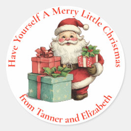 Adesivo Redondo Tenha Um Feliz Papai noel De Natal Com Presentes