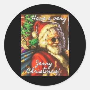 Adesivo Redondo Tenha um feriado de Natal muito Jerry Garcia Santa