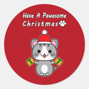 Adesivo Redondo Tenha Um Natal Incrível - Cinza De Gato