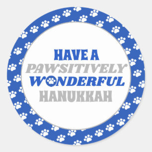 Adesivo Redondo Tenha um Pawsitively Hanukkah maravilhoso