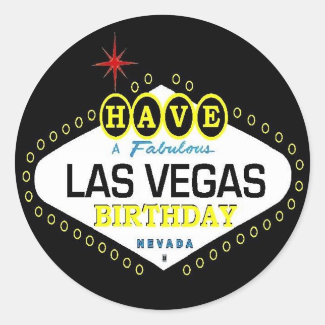Adesivo Redondo Tenha Um Vestido De Aniversário De Las Vegas Fabul (Frente)