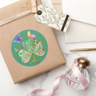 Adesivo Redondo "Tenha uma Rua feliz. Dia de Patrick!" Shamrock