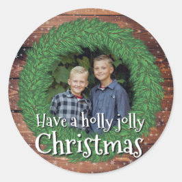 Adesivo Redondo Tenha uma Terra de Natal Holly Jolly
