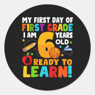 Adesivo Redondo Tenho 6 anos prontos para aprender as minhas costa