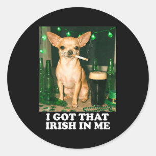 Adesivo Redondo Tenho esse irlandês no meu cachorro chihuahua engr