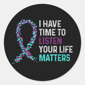 Adesivo Redondo Tenho Tempo Para Ouvir O Suicídio Mental Da Saúde 