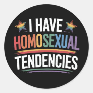Adesivo Redondo Tenho tendências homossexuais LGBTQ Orgulho Rainbo