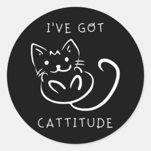 Adesivo Redondo Tenho um gato bonito e engraçado.