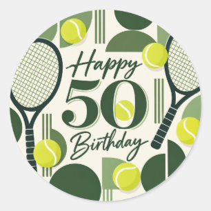 Adesivo Redondo Tenis Aniversário de 50 anos bola de tênis e númer