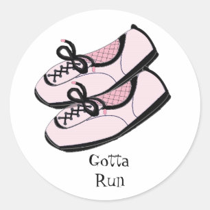Adesivo Redondo Tênis Cor-de-Rosa - Tenho que Correr