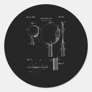Adesivo Redondo Tênis de Mesa da Vintage do Pino Pino Retro