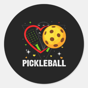 Adesivo Redondo Tênis de pickleball coração amor jogador de pickle
