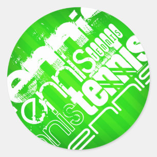 Adesivo Redondo Tênis; Neon Green Stripes.