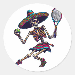 Adesivo Redondo Tênis Skeleton Mexicano Sombrero Cinco De Mayo Ten