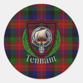 Adesivo Redondo Tennant Scottish Clan Tartan & Crest